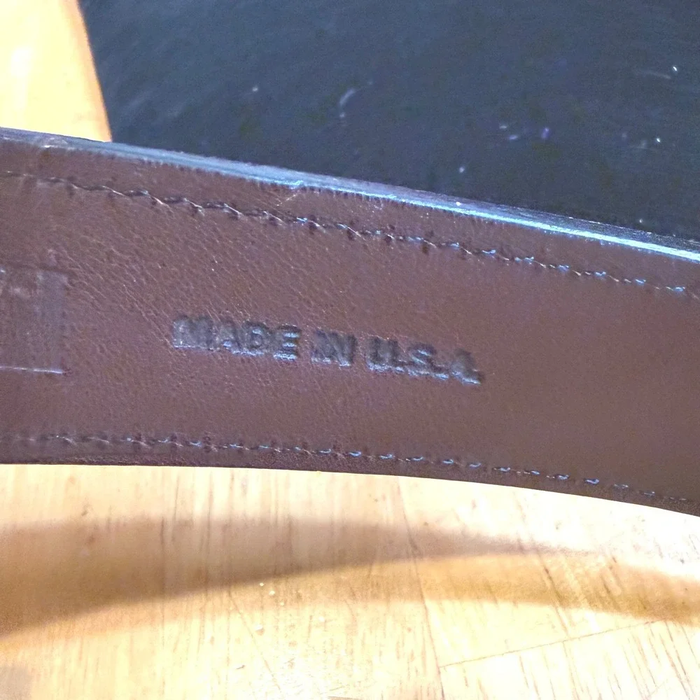 Duluth Trading Men's Leather Belt Brown Thick Size 40‎ Brass Style Buckle